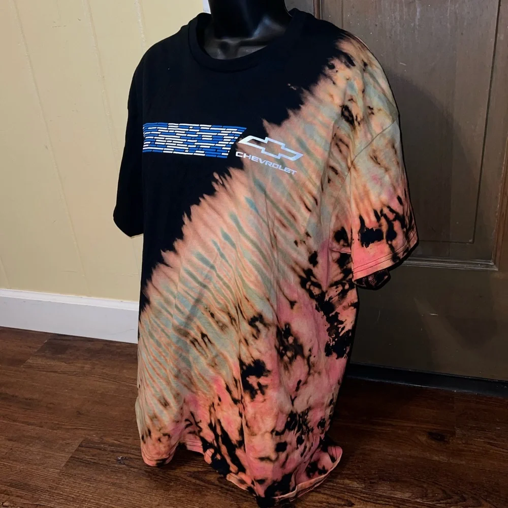 LAST CALL Chevrolet Graphic Black Reverse Dye Short Sleeve Cotton Shirt Size XL - Picture 7 of 10